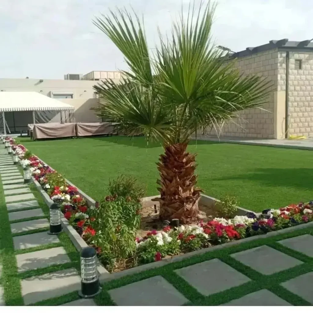 تصميم احواض زرع خارجية اسمنتية مع بساتين الرياض